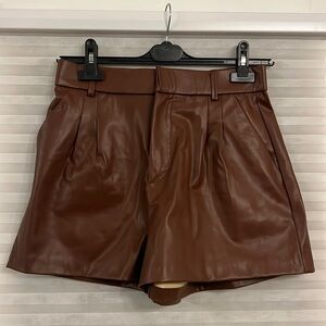 Brown faux leather dress shorts